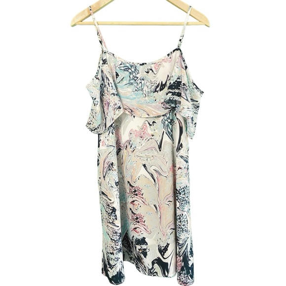Mary & Mabel Marbled Spaghetti Strap Cold Shoulder Dress Medium - Picture 2 of 4
